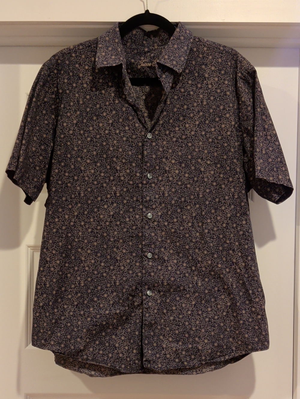 Tasso Elba Navy Short-Sleeve Floral Button-Down Shirt